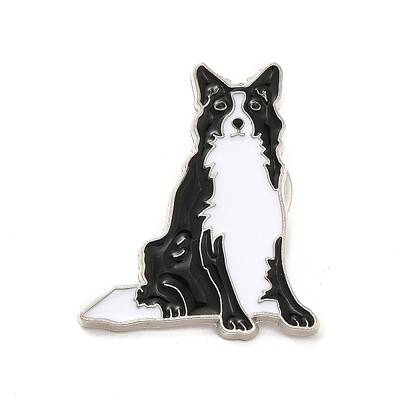 Dog Enamel Pin with Brass Butterfly Clutches