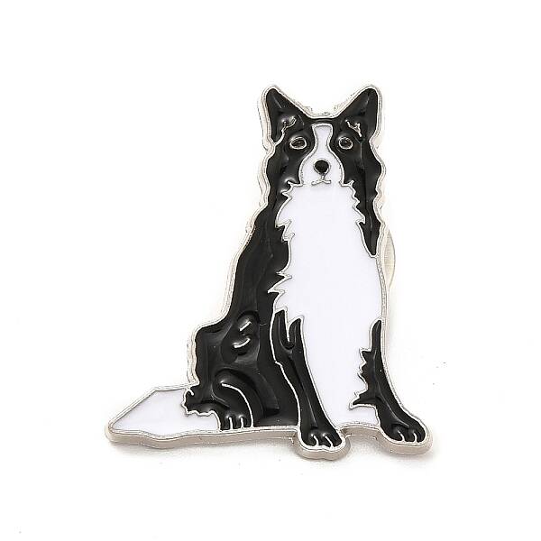 Dog Enamel Pin with Brass Butterfly Clutches
