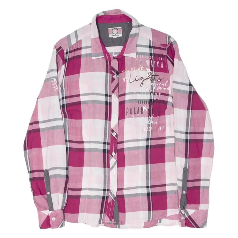 SOCCX SPIRIT The Northern Lights Womens Shirt Pink Plaid Long Sleeve XL