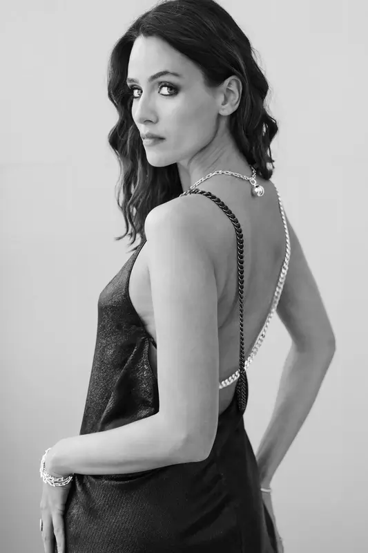 Contrast Chain Slip Dress