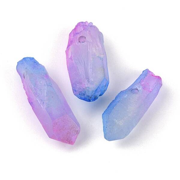 3Pcs Electroplate Natural Quartz Crystal Beads Strands
