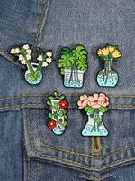 Cartoon Plant Potted Design Brooch Pin, 5pcs Cute Plant Brooches for Party, Daily Clothing Decor, Trendy Exquisite Brooches f...