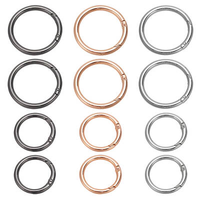 12Pcs 6 Styles Zinc Alloy Spring Gate Rings