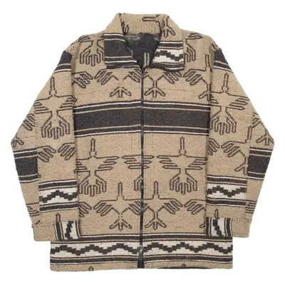 Mens Overcoat Coat Beige Crazy Pattern L