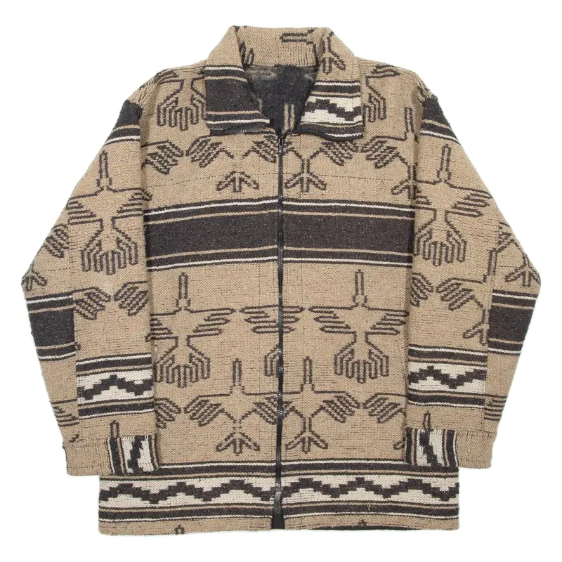 Mens Overcoat Coat Beige Crazy Pattern L