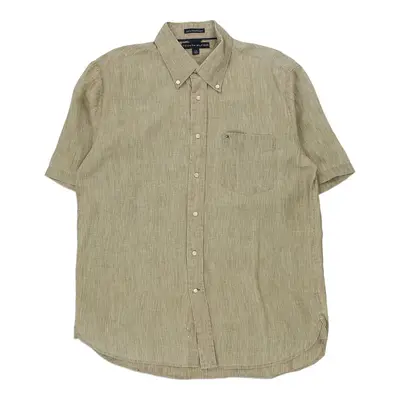 Tommy Hilfiger Short Sleeve Shirt - Large Khaki Linen