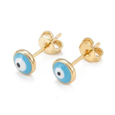 Brass Enamel Stud Earrings