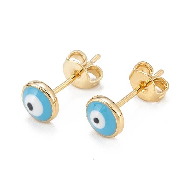 Brass Enamel Stud Earrings