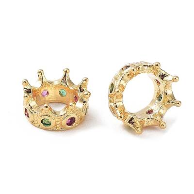 Brass Micro Pave Cubic Zirconia Beads
