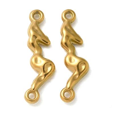 Ion Plating(IP) 304 Stainless Steel Textured Irregular Stick Connector Charms