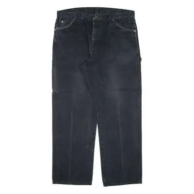 DICKIES Carpenter Workwear Mens Trousers Black Relaxed Straight W38 L32