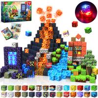 Magnetic Blocks-150PCS Magnetic Building,Portal Dinosaur Red Brick，Light Up Magnet Cubes, STEM Montessori Sensory Toys for ...