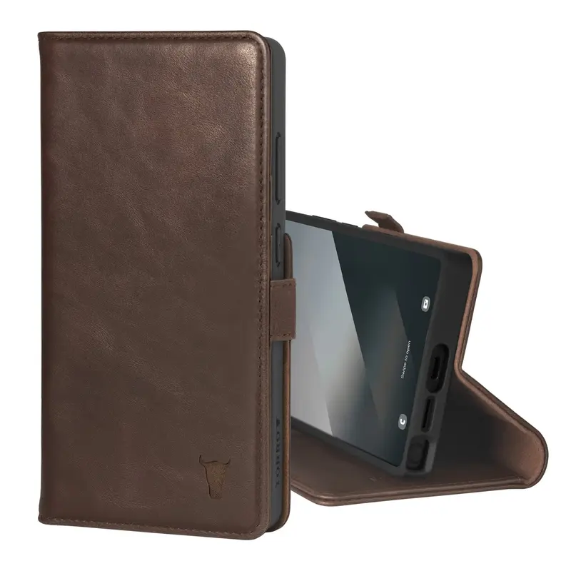 Samsung Galaxy S25 Ultra Leather Wallet Case (with Stand Function) - Dark Brown