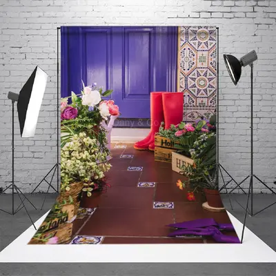 Potted Plant Rain Boots Spring Backdrop For Photo - Aperturee