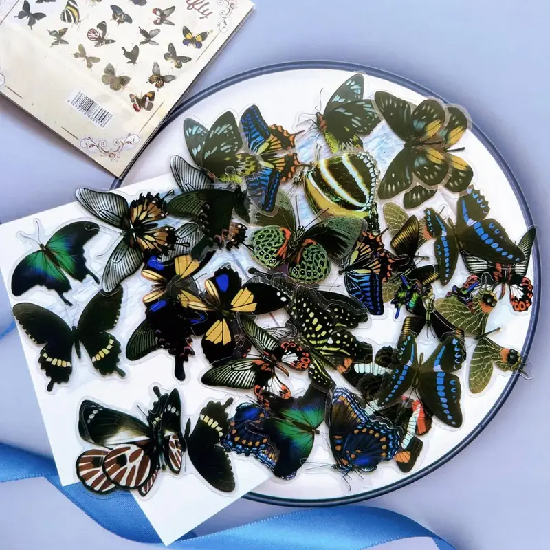 40pcs/set Butterfly Sticker Set, Aesthetic Stickers For Scrapbook Journal Card Decor