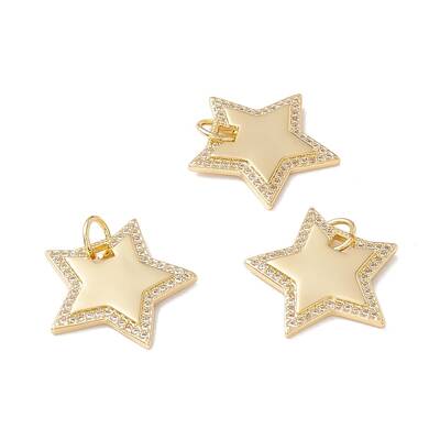 Brass Micro Pave Clear Cubic Zirconia Pendants