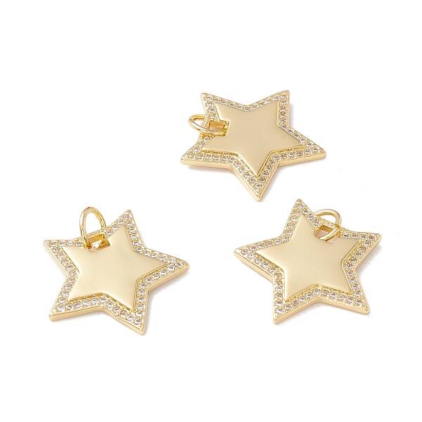 Brass Micro Pave Clear Cubic Zirconia Pendants