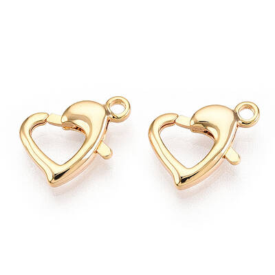 Brass Heart Lobster Claw Clasps