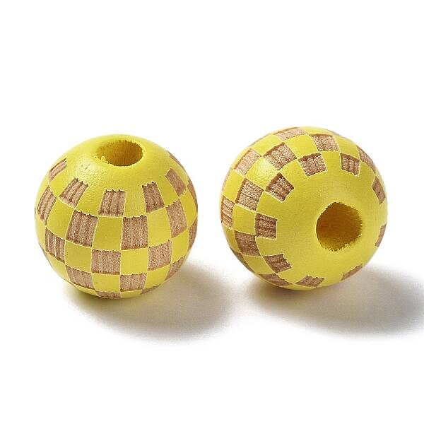 Wood Laser Engraved Tartan Beads