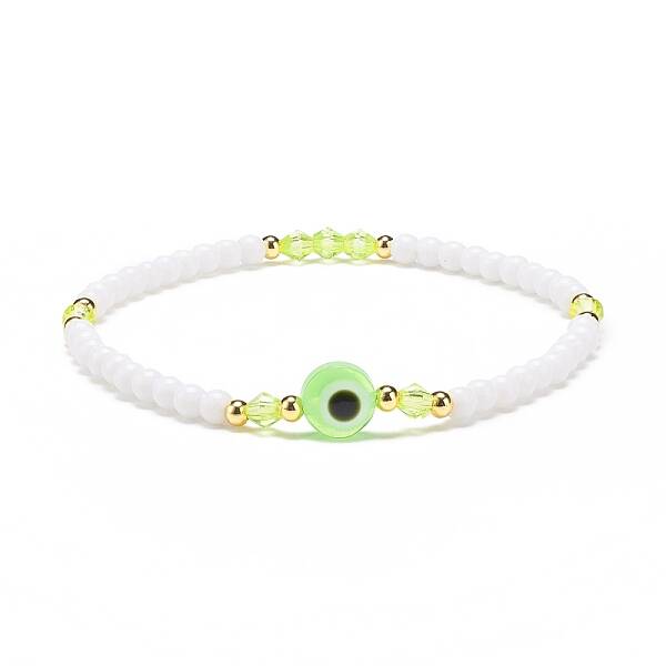 Resin Evil Eye & Acrylic Beaded Stretch Bracelet for Women
