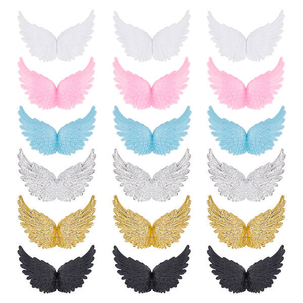 36Pcs 6 Colors Plastic Angel Wings Ornament