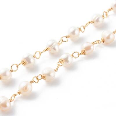Handmade cultured Freshwater Pearl Beaded Chains
