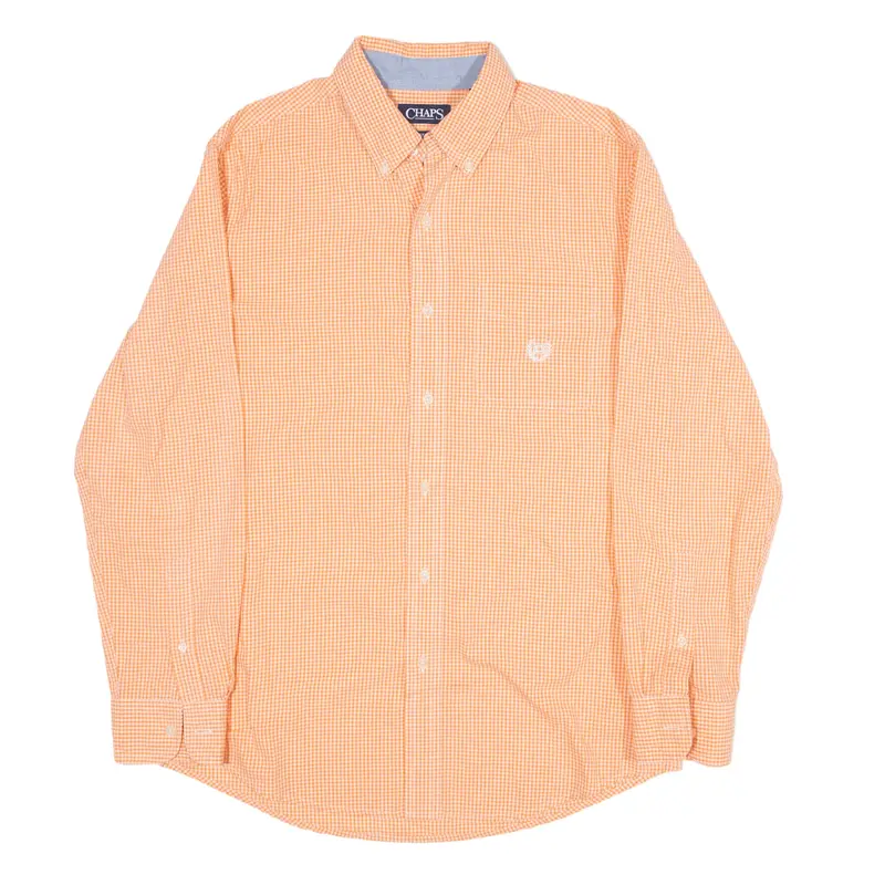 CHAPS Shirt Orange Gingham Long Sleeve Mens S