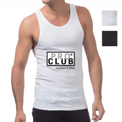 PROCLUB Men's 3 Pack Cotton Ribbed A-Shirts PRO CLUB A Shirt Underwear Tank Top Undershirts Ashirts A Shirts Casual Slim Fit ...