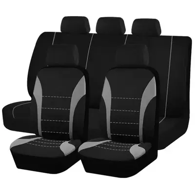 Car Seat Covers, 9 Counts/set Modern Design Seat Cover Set with 2 Front & 2 Back Seat Cover & 5 Headrest Pillow Covers, Decor...