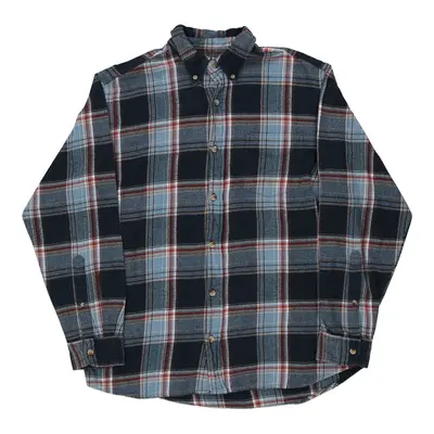 Red Head Checked Flannel Shirt - Large Navy Cotton