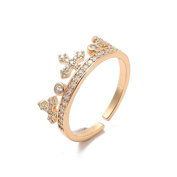 Brass Micro Pave Cubic Zirconia Open Cuff Rings