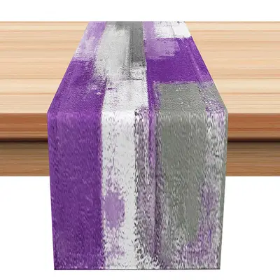 Elegant Purple White Grey Mixed Vintage Table Runner - Aperturee