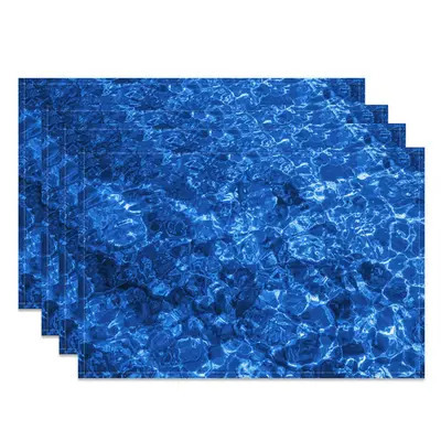 Dark Blue Sea Water Cold Dining Set Of 4 Placemats - Aperturee