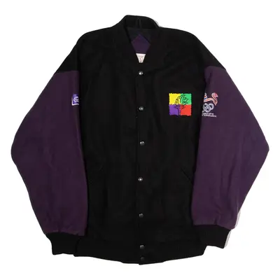 KEY DESIGN Cadburys 1996 Atlanta Olympics Team GB Mens Bomber Jacket Black Wool 90s M
