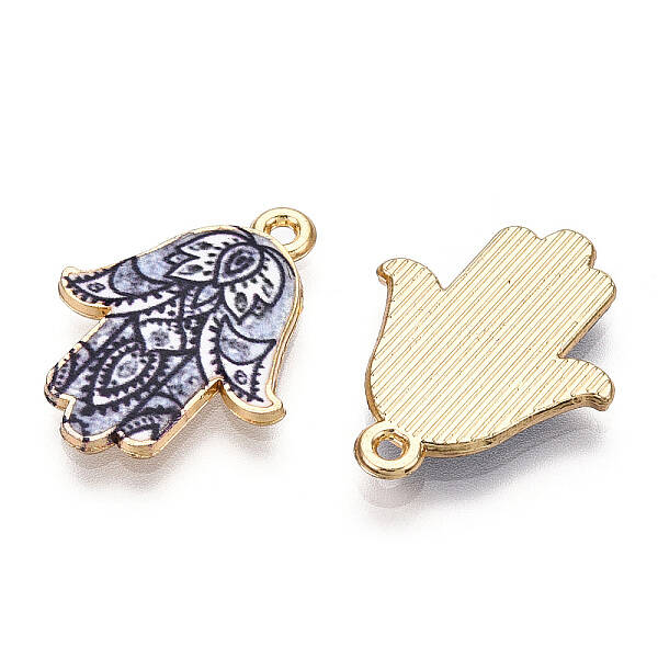 Printed Light Gold Tone Alloy Pendants