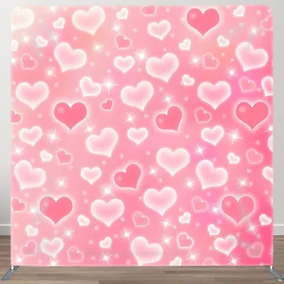 Aperturee Pink Heart Glitter Fabric Backdrop Cover for Birthday - Aperturee