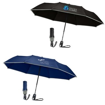 25 Promotional Auto-Open Umbrella With Reflective Trim - Steel ...