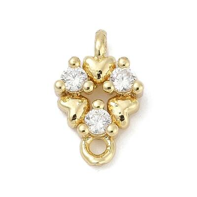 Brass Micro Pave Clear Cubic Zirconia Connector Charms