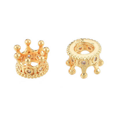Brass Micro Pave Cubic Zirconia Beads