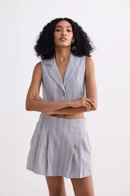 Cotton Tweed Skort in Grey | Color: Silver Strides | Size: 3XL