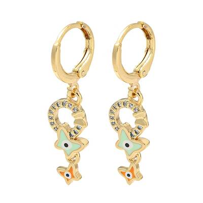 Real 18K Gold Plated Brass Dangle Leverback Earrings