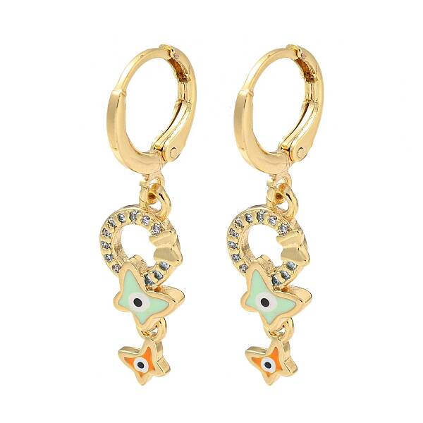 Real 18K Gold Plated Brass Dangle Leverback Earrings