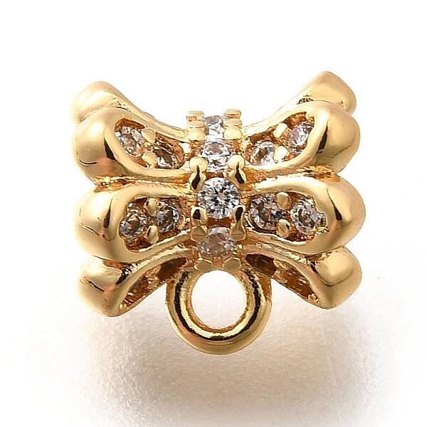 Brass Micro Pave Cubic Zirconia Tube Bails