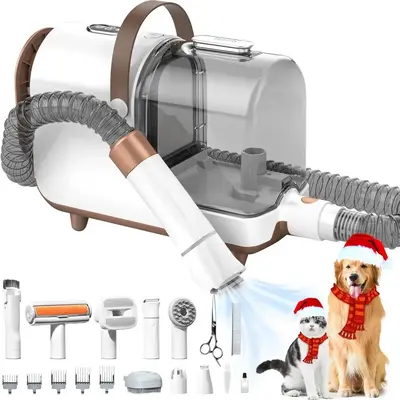 Bunfly Cat/Dog Grooming Kit Vacuum for Shedding Grooming Hair, Quiet, Pet Grooming Tools