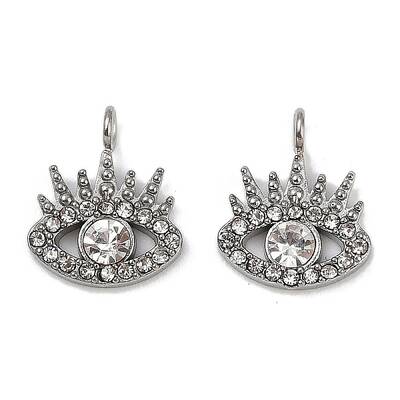 304 Stainless Steel Micro Pave Cubic Zirconia Charms