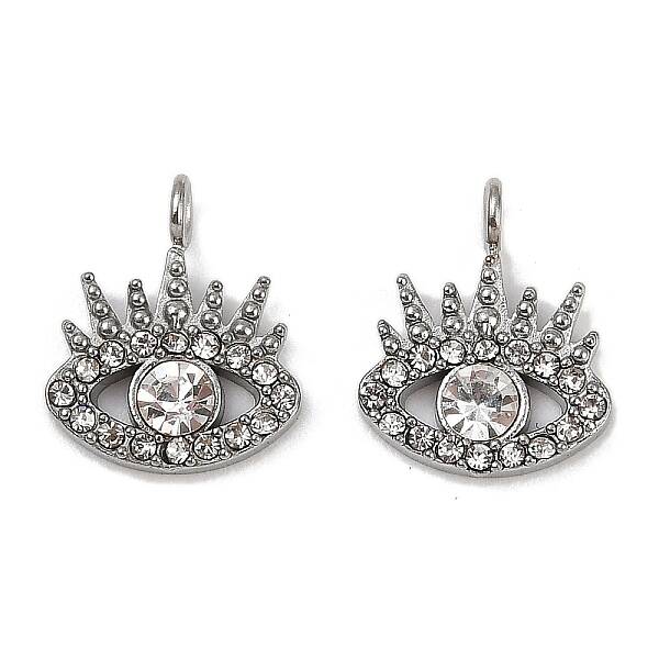 304 Stainless Steel Micro Pave Cubic Zirconia Charms