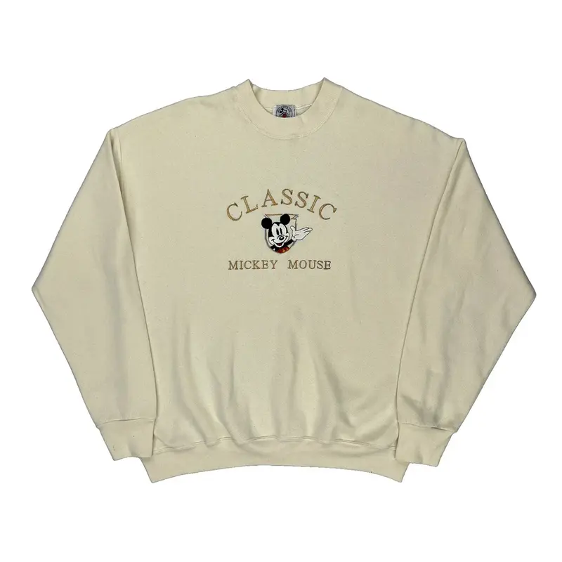 Made In Usa Mickey Mouse Mickey & Co. Graphic Sweatshirt - XL Cream Cotton