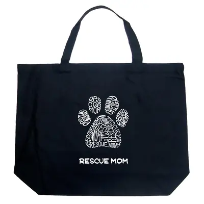 Rescue Mom - Large Word Art Tote Bag - Large - Black