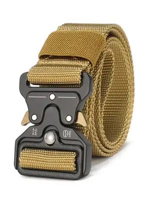 Men's Nylon Buckle Belt, Durable Plastic Buckle Adjustable, Outdoor Hunting Tactical Multi-function Striped Belt, Perfect Gif...