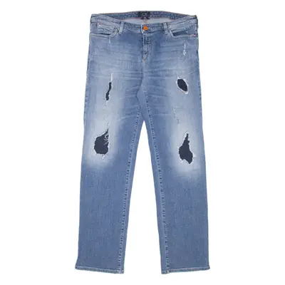ARMANI JEANS Daisy Distressed Womens Jeans Blue Straight Stone Wash W29 L30